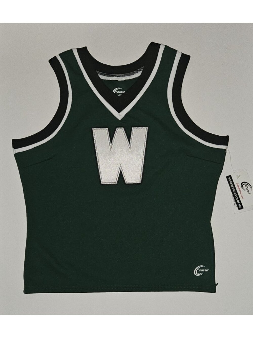 NEW Chasse Cheerleader Top Tank W Green White Black Costume Women's Adult Medium